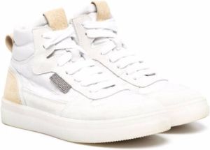 Brunello Cucinelli Kids embellished leather high-top sneakers White