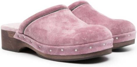 Brunello Cucinelli Kids round-toe suede sandals Purple