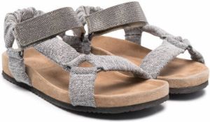 Brunello Cucinelli Kids textured crystal-embellished sandals Grey