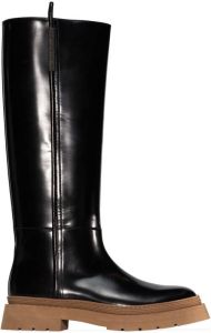 Brunello Cucinelli knee-high lug-sole leather boots Black