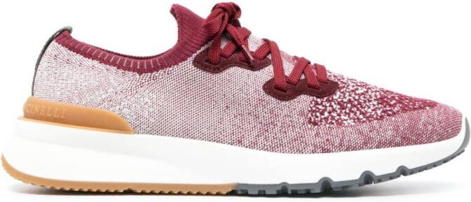 Brunello Cucinelli knitted upper low-top sneakers Red