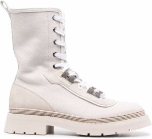 Brunello Cucinelli lace-up cargo ankle boots White