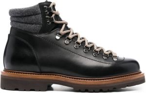 Brunello Cucinelli lace-up leather hiking boots Black