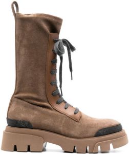 Brunello Cucinelli lace-up suede boots Brown