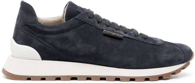 Brunello Cucinelli lace-up suede sneakers Blue