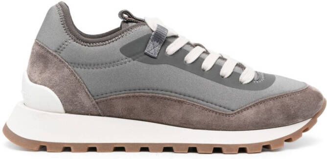 Brunello Cucinelli lace-up suede sneakers Grey