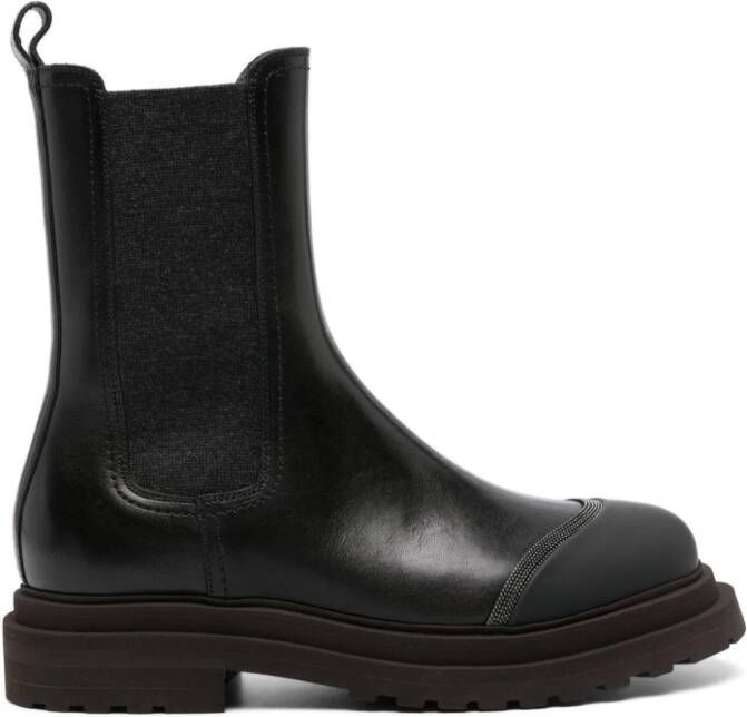 Brunello Cucinelli leather chelsea boots Black