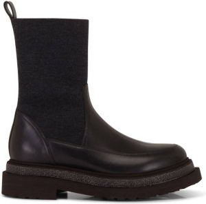 Brunello Cucinelli leather chunky-sole boots Black