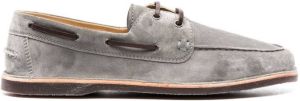 Brunello Cucinelli leather-lace suede boat shoes Grey