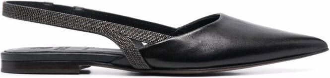 Brunello Cucinelli Monili-chain leather ballerina shoes Black
