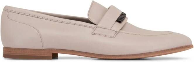 Brunello Cucinelli Monili-detail leather loafers Neutrals