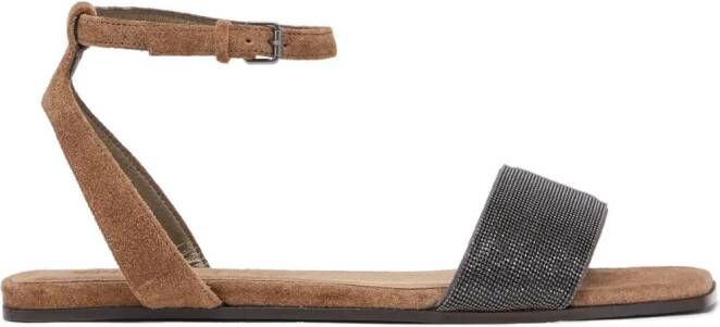 Brunello Cucinelli Monili-detail leather sandals Brown