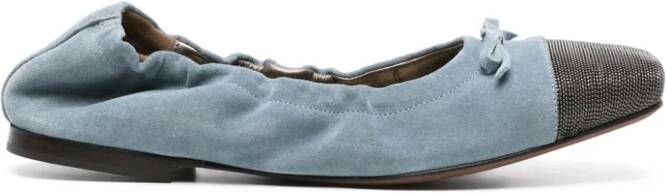 Brunello Cucinelli Monili-detail suede ballerina shoes Blue