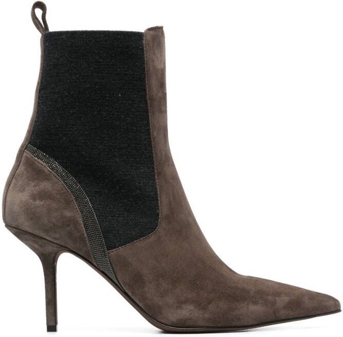 Brunello Cucinelli Monili-embellished 90mm ankle boots Brown