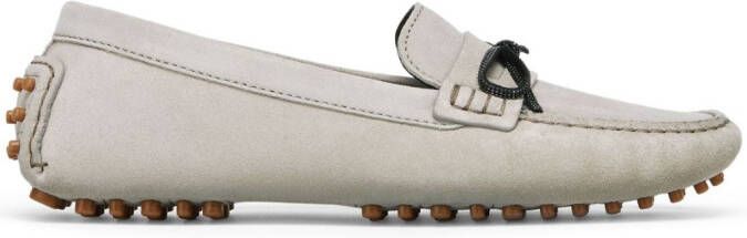 Brunello Cucinelli Monili-embellished suede loafers Grey