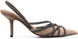 Brunello Cucinelli Monili-embellished suede sandals Brown