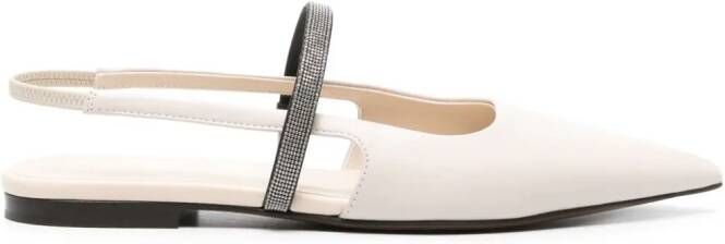 Brunello Cucinelli Monili-strap cut-out ballerina shoes Grey
