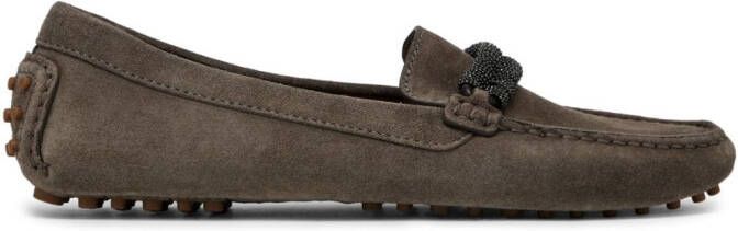 Brunello Cucinelli Monili-trim leather loafers Grey