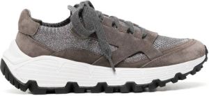 Brunello Cucinelli panelled glitter lace-up sneakers Grey