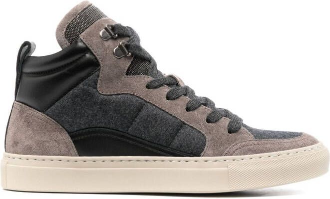 Brunello Cucinelli panelled high-top sneakers Grey