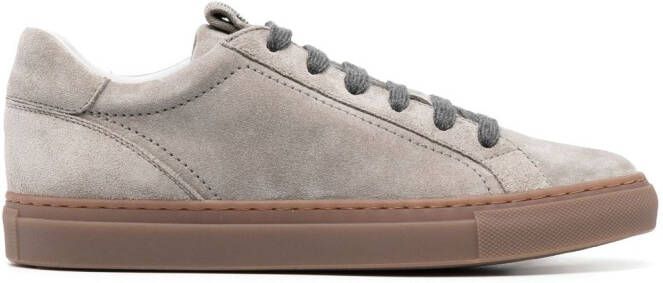 Brunello Cucinelli panelled washed-suede low-top sneakers Grey