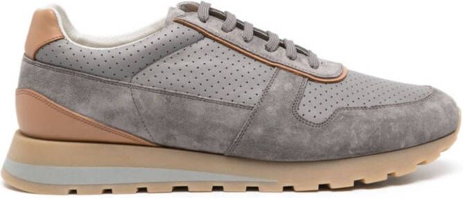 Brunello Cucinelli perforated suede sneakers Grey