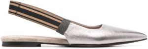 Brunello Cucinelli pointed-toe flat ballerina shoes Silver