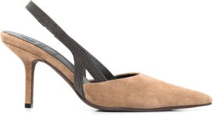 Brunello Cucinelli pointed-toe slingback pumps Grey