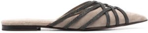 Brunello Cucinelli pointed-top leather mules Grey
