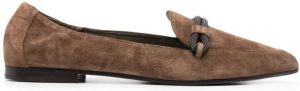 Brunello Cucinelli rhinestone-embellished pointed toe loafers Brown