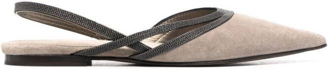Brunello Cucinelli slingback pointed-toe shoes Neutrals