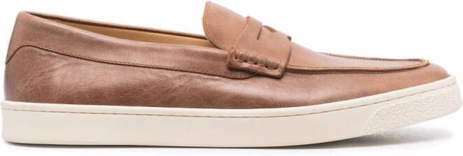 Brunello Cucinelli slip-on leather penny loafers Brown