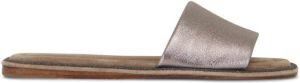 Brunello Cucinelli square-toe leather flat sandals Neutrals