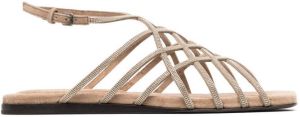 Brunello Cucinelli strap-detail open-toe sandals Gold