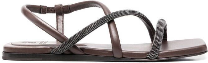 Brunello Cucinelli strappy flat sandals Brown