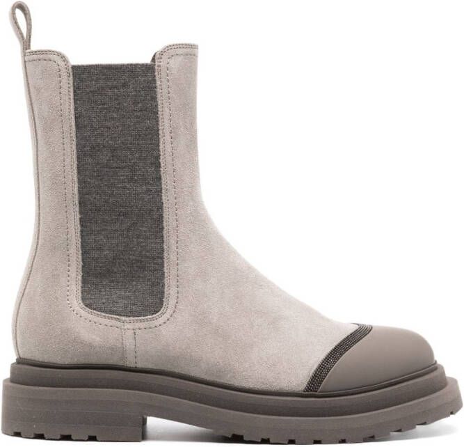 Brunello Cucinelli suede Chelsea boots Grey