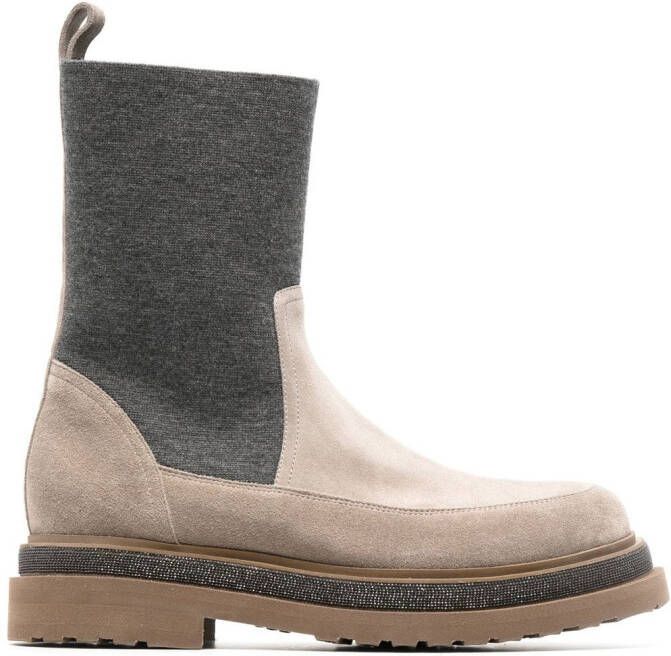 Brunello Cucinelli suede Chelsea boots Neutrals