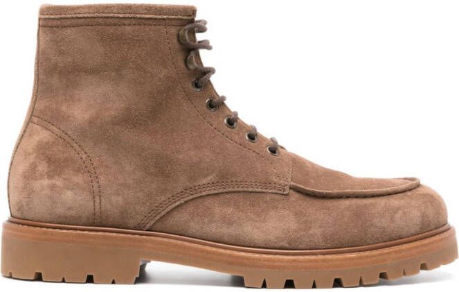 Brunello Cucinelli suede lace-up ankle boots Brown
