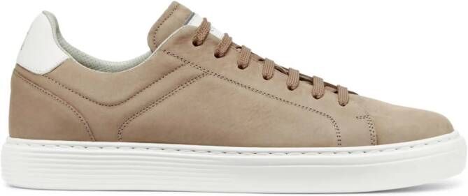 Brunello Cucinelli suede lace-up sneakers Brown