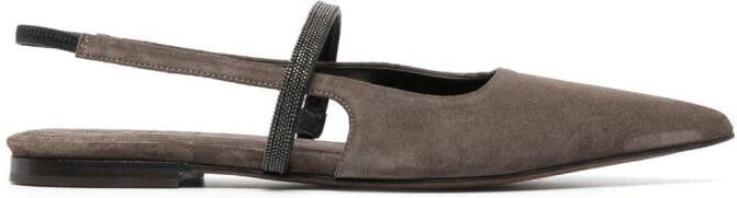 Brunello Cucinelli suede sling-back ballerinas Brown