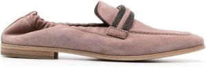 Brunello Cucinelli suede slip-on loafers Pink