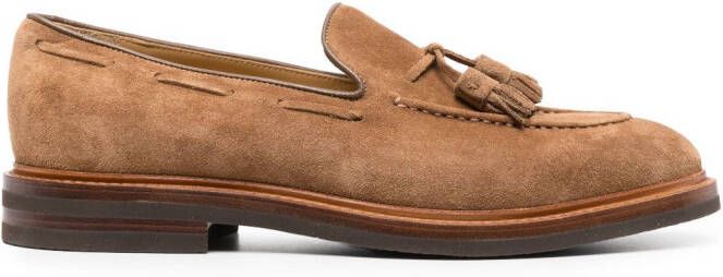 Brunello Cucinelli tassel-detail suede loafers Brown