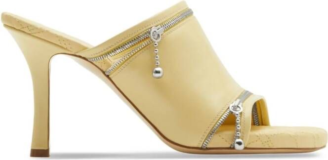 Burberry 85mm decorative-zip leather sandals Yellow