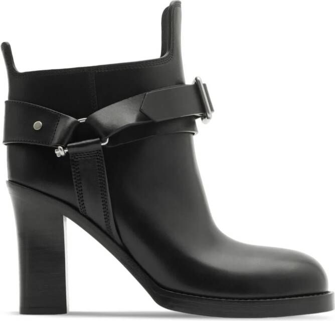 Burberry buckled 100mm leather ankle boots Black
