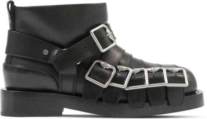 Burberry buckled leather ankle boots Black