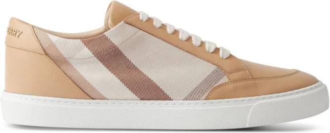 Burberry check cotton-leather sneakers Neutrals