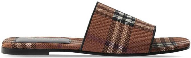 Burberry check flat mules Brown