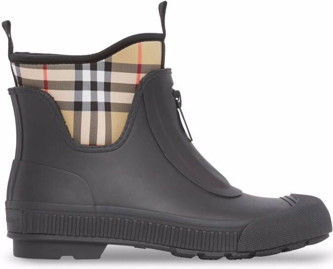 Burberry check-panel rain boots Black