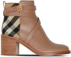 Burberry check-pattern ankle boots Brown