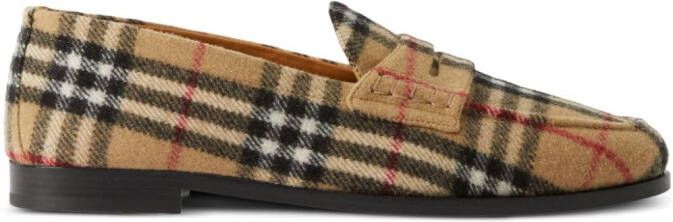 Burberry check-pattern round-toe loafers Neutrals